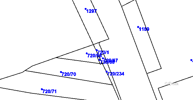 Parcela st. 720/1 v KÚ Jevišovka, Katastrální mapa