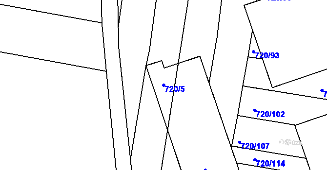 Parcela st. 720/5 v KÚ Jevišovka, Katastrální mapa
