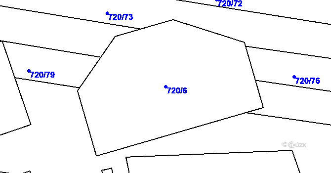 Parcela st. 720/6 v KÚ Jevišovka, Katastrální mapa