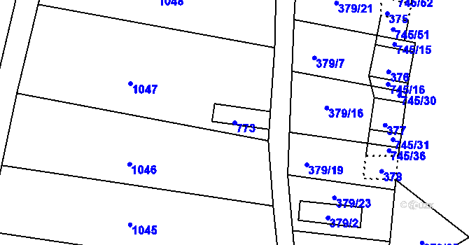 Parcela st. 773 v KÚ Jevišovka, Katastrální mapa