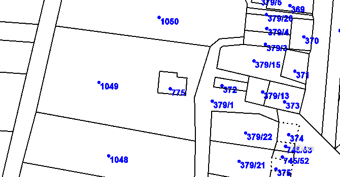 Parcela st. 775 v KÚ Jevišovka, Katastrální mapa