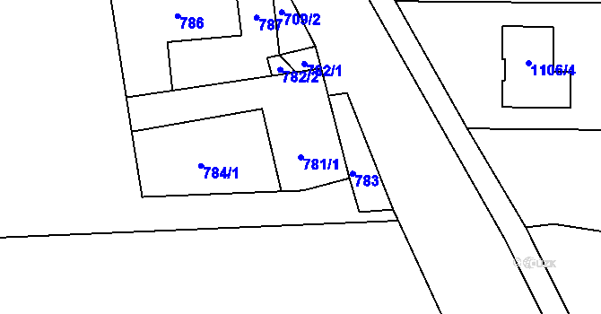 Parcela st. 781/1 v KÚ Jevišovka, Katastrální mapa