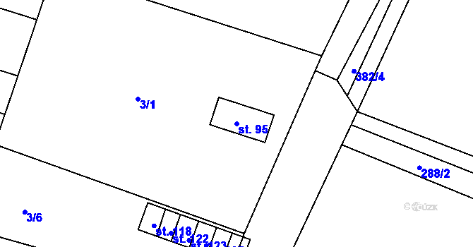 Parcela st. 95 v KÚ Jezbořice, Katastrální mapa