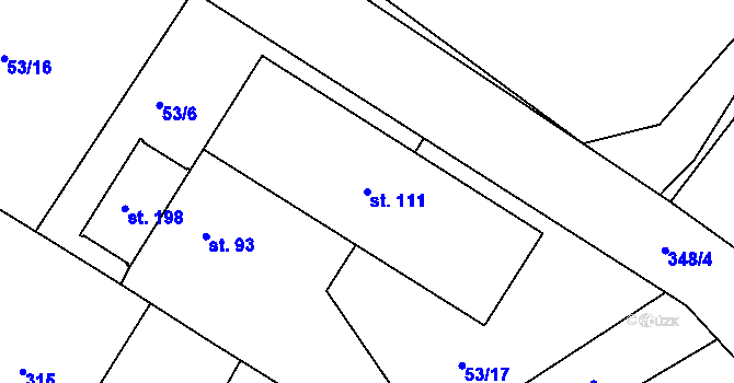 Parcela st. 111 v KÚ Jezbořice, Katastrální mapa