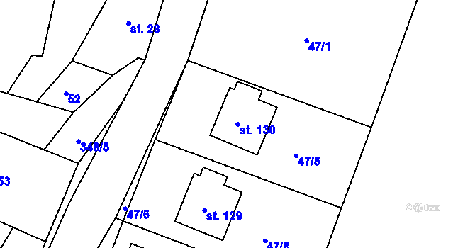 Parcela st. 130 v KÚ Jezbořice, Katastrální mapa