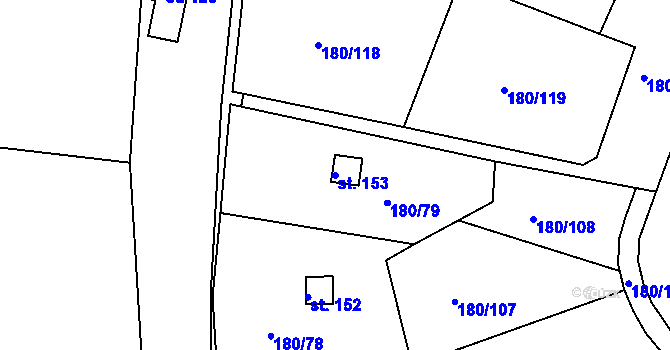 Parcela st. 153 v KÚ Jezbořice, Katastrální mapa