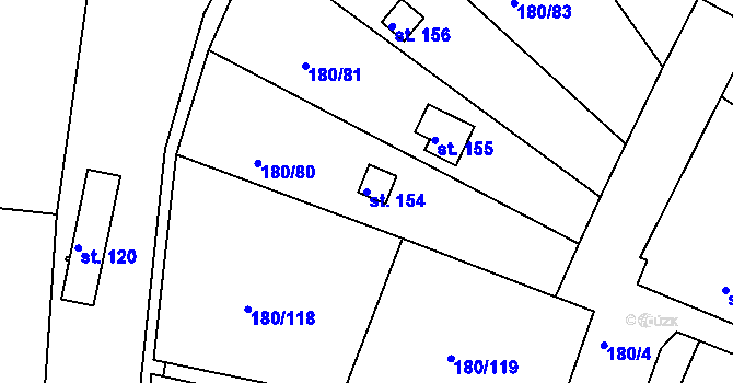 Parcela st. 154 v KÚ Jezbořice, Katastrální mapa