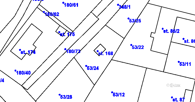 Parcela st. 168 v KÚ Jezbořice, Katastrální mapa