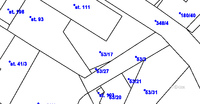 Parcela st. 53/17 v KÚ Jezbořice, Katastrální mapa