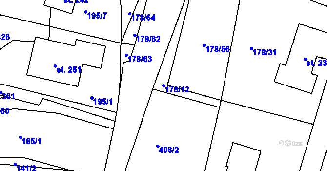 Parcela st. 178/12 v KÚ Jezbořice, Katastrální mapa