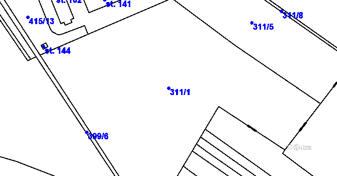 Parcela st. 311/1 v KÚ Jezbořice, Katastrální mapa