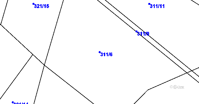 Parcela st. 311/6 v KÚ Jezbořice, Katastrální mapa