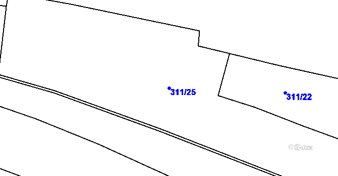 Parcela st. 311/25 v KÚ Jezbořice, Katastrální mapa