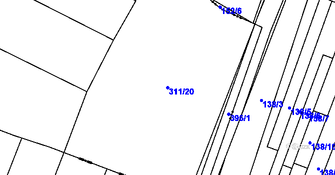 Parcela st. 311/20 v KÚ Jezbořice, Katastrální mapa