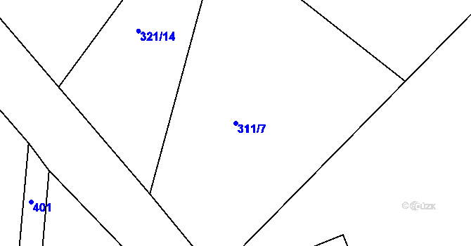 Parcela st. 311/7 v KÚ Jezbořice, Katastrální mapa