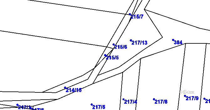 Parcela st. 215/5 v KÚ Jezdkovice, Katastrální mapa