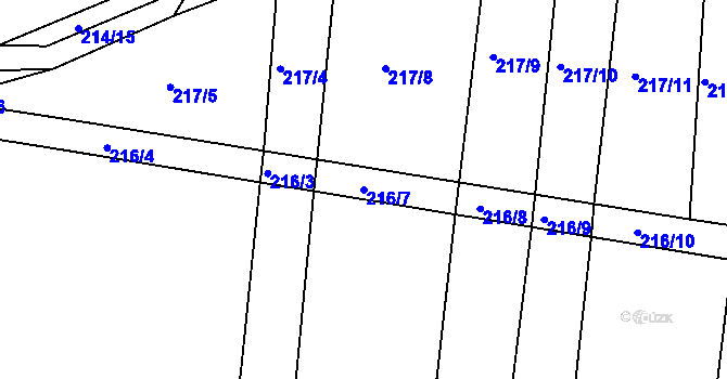 Parcela st. 216/7 v KÚ Jezdkovice, Katastrální mapa