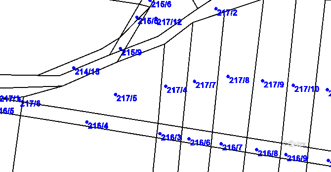 Parcela st. 217/4 v KÚ Jezdkovice, Katastrální mapa