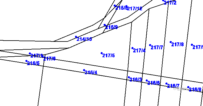 Parcela st. 217/5 v KÚ Jezdkovice, Katastrální mapa