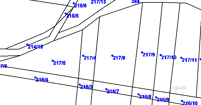 Parcela st. 217/7 v KÚ Jezdkovice, Katastrální mapa