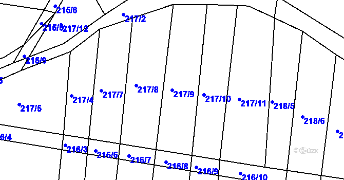 Parcela st. 217/9 v KÚ Jezdkovice, Katastrální mapa