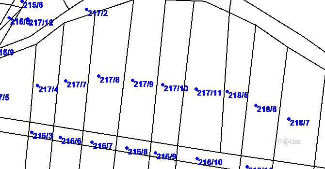 Parcela st. 217/10 v KÚ Jezdkovice, Katastrální mapa