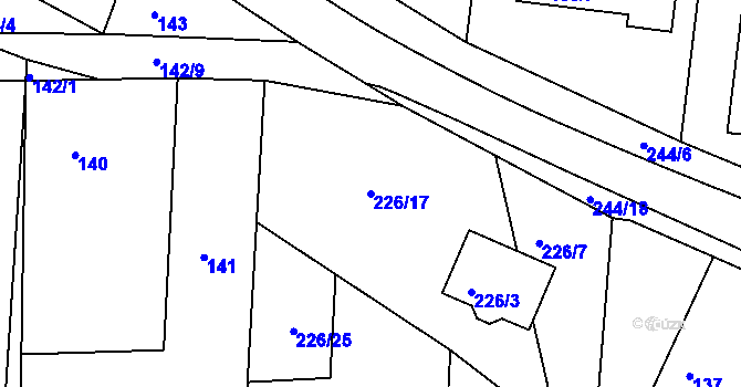 Parcela st. 226/17 v KÚ Jezdkovice, Katastrální mapa