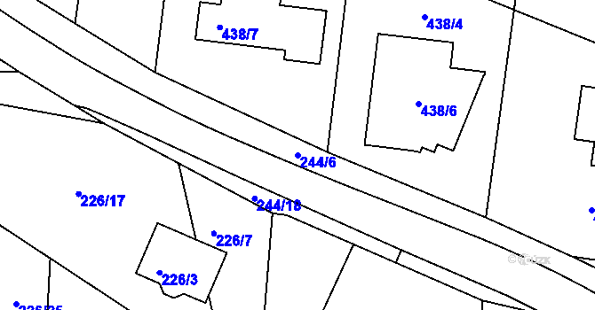 Parcela st. 244/6 v KÚ Jezdkovice, Katastrální mapa