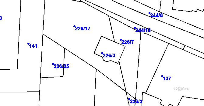Parcela st. 226/3 v KÚ Jezdkovice, Katastrální mapa