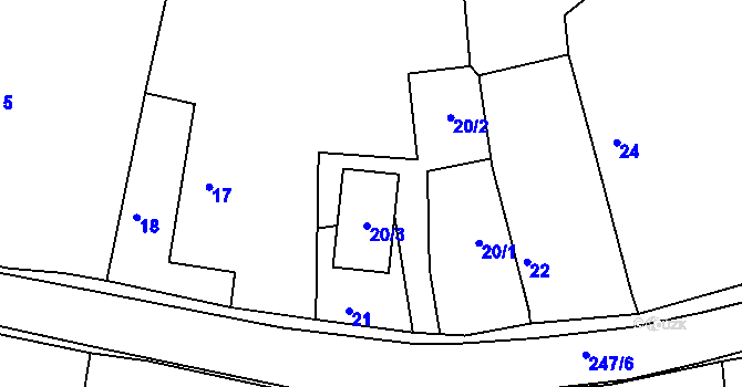 Parcela st. 20/2 v KÚ Jezdkovice, Katastrální mapa