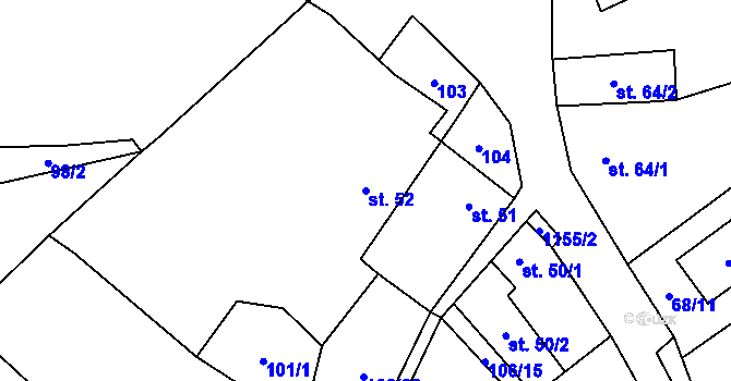 Parcela st. 52 v KÚ Jezdovice, Katastrální mapa