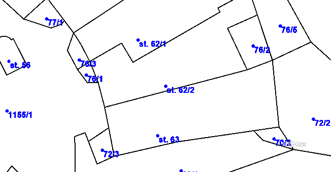 Parcela st. 62/2 v KÚ Jezdovice, Katastrální mapa