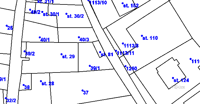 Parcela st. 81 v KÚ Jezdovice, Katastrální mapa