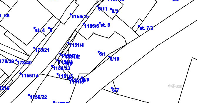 Parcela st. 6/1 v KÚ Jezdovice, Katastrální mapa