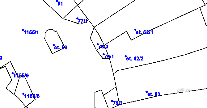 Parcela st. 76/1 v KÚ Jezdovice, Katastrální mapa