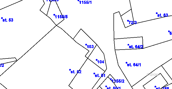 Parcela st. 103 v KÚ Jezdovice, Katastrální mapa