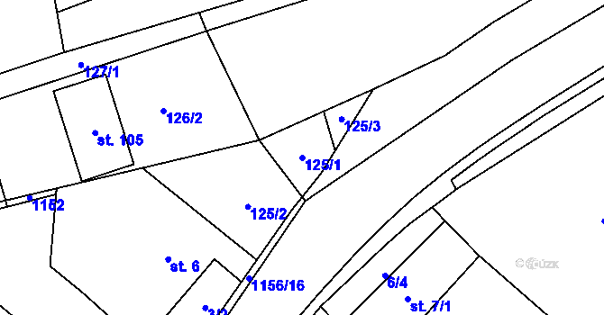 Parcela st. 125/1 v KÚ Jezdovice, Katastrální mapa