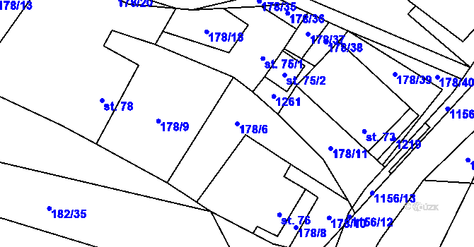 Parcela st. 178/6 v KÚ Jezdovice, Katastrální mapa