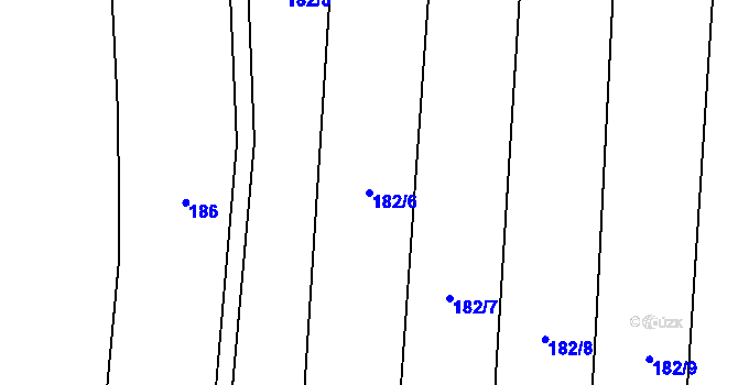 Parcela st. 182/6 v KÚ Jezdovice, Katastrální mapa