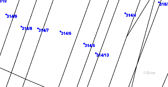 Parcela st. 314/5 v KÚ Jezdovice, Katastrální mapa