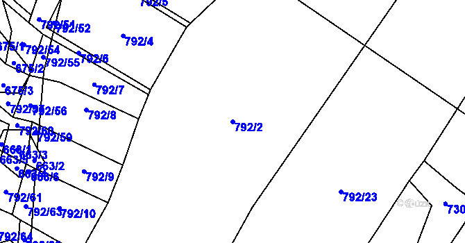 Parcela st. 792/2 v KÚ Jezdovice, Katastrální mapa
