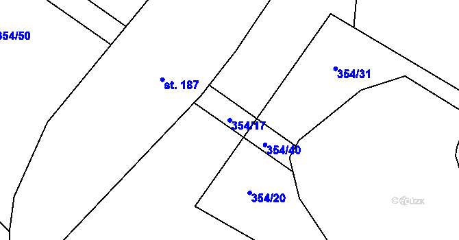 Parcela st. 354/17 v KÚ Jezdovice, Katastrální mapa