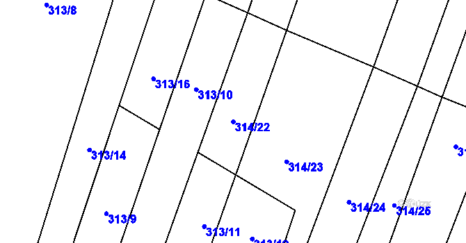 Parcela st. 314/22 v KÚ Jezdovice, Katastrální mapa