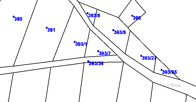 Parcela st. 393/7 v KÚ Jezdovice, Katastrální mapa