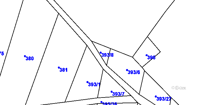 Parcela st. 393/8 v KÚ Jezdovice, Katastrální mapa