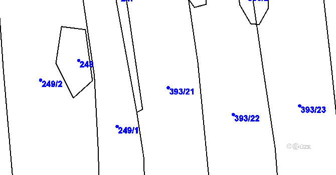 Parcela st. 393/21 v KÚ Jezdovice, Katastrální mapa
