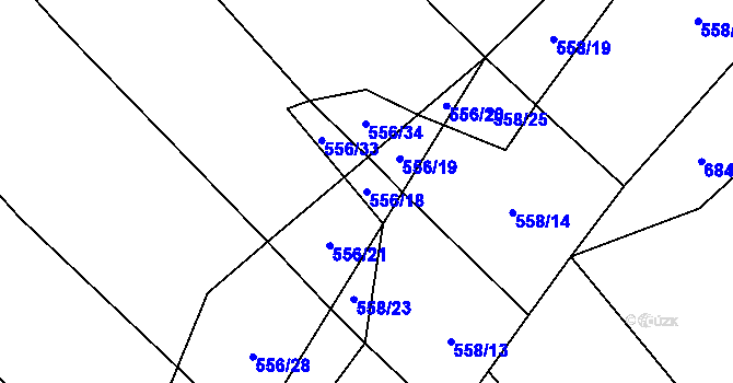 Parcela st. 556/18 v KÚ Jezdovice, Katastrální mapa