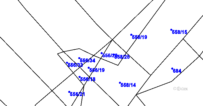 Parcela st. 556/20 v KÚ Jezdovice, Katastrální mapa