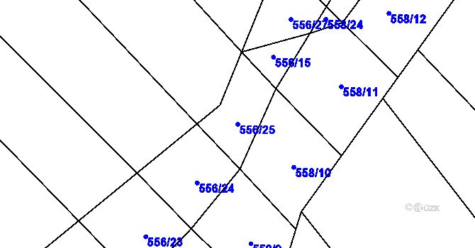 Parcela st. 556/25 v KÚ Jezdovice, Katastrální mapa