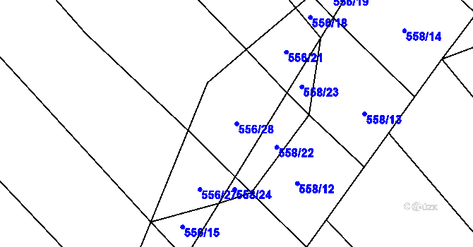 Parcela st. 556/28 v KÚ Jezdovice, Katastrální mapa